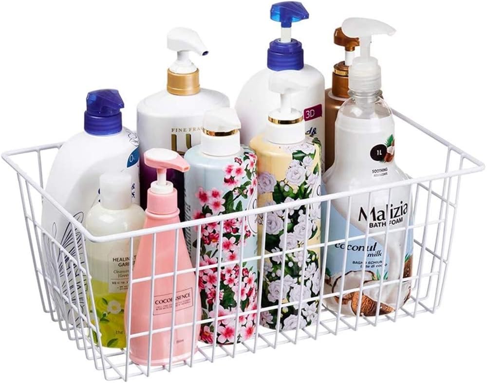 Wire Storage Basket Freezer Organizer Bins Metal Wire Baskets Organizer Storage Baskets for Kitchen, Cabinets, Pantry, Freezer, BathroomSet of 3