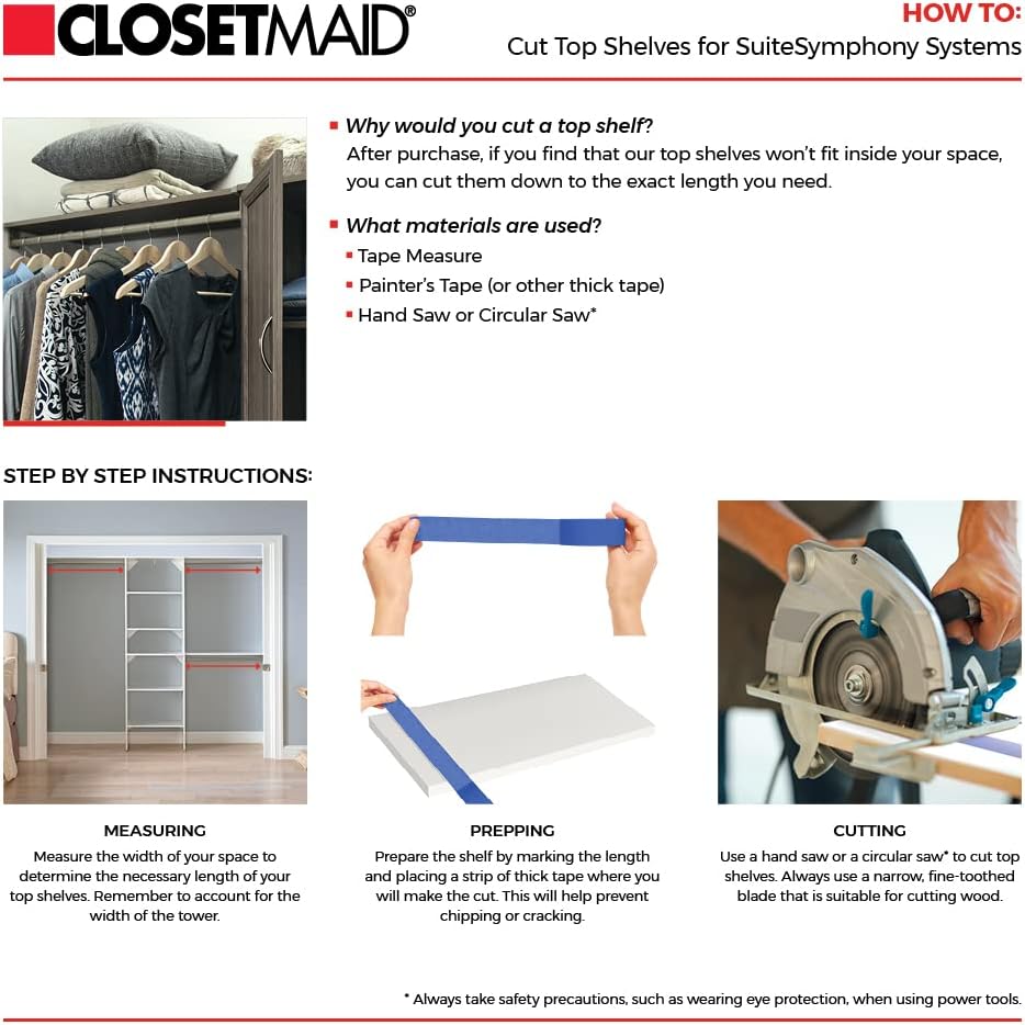 ClosetMaid SuiteSymphony Closet Organizer with Shelves and 2 Drawers, 16-Inch-Natural Gray