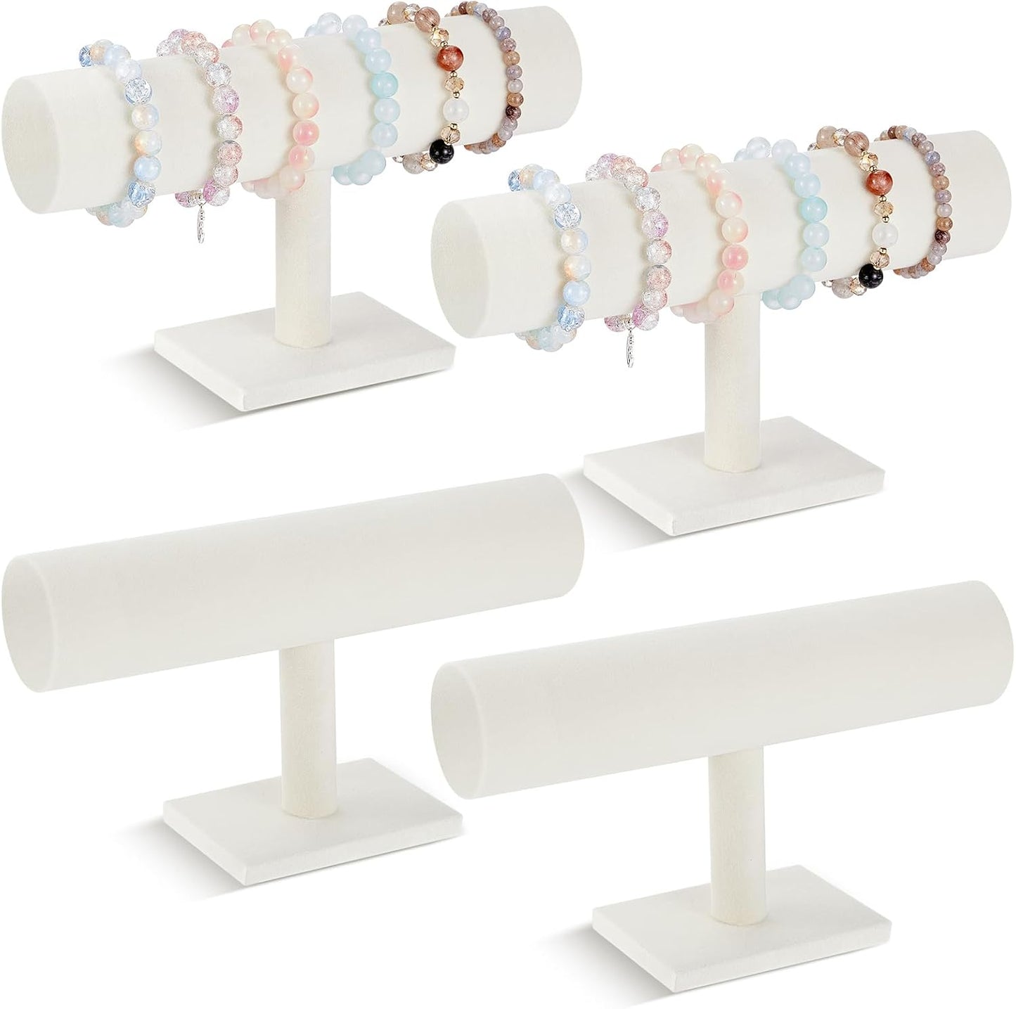 Wenqik 4 Pcs Bracelet Holder Stand Beige Velvet Bracelet Jewelry Display Holder for Vendors Scrunchies Selling Bangle Watch Hair Ties Organizer(Beige)