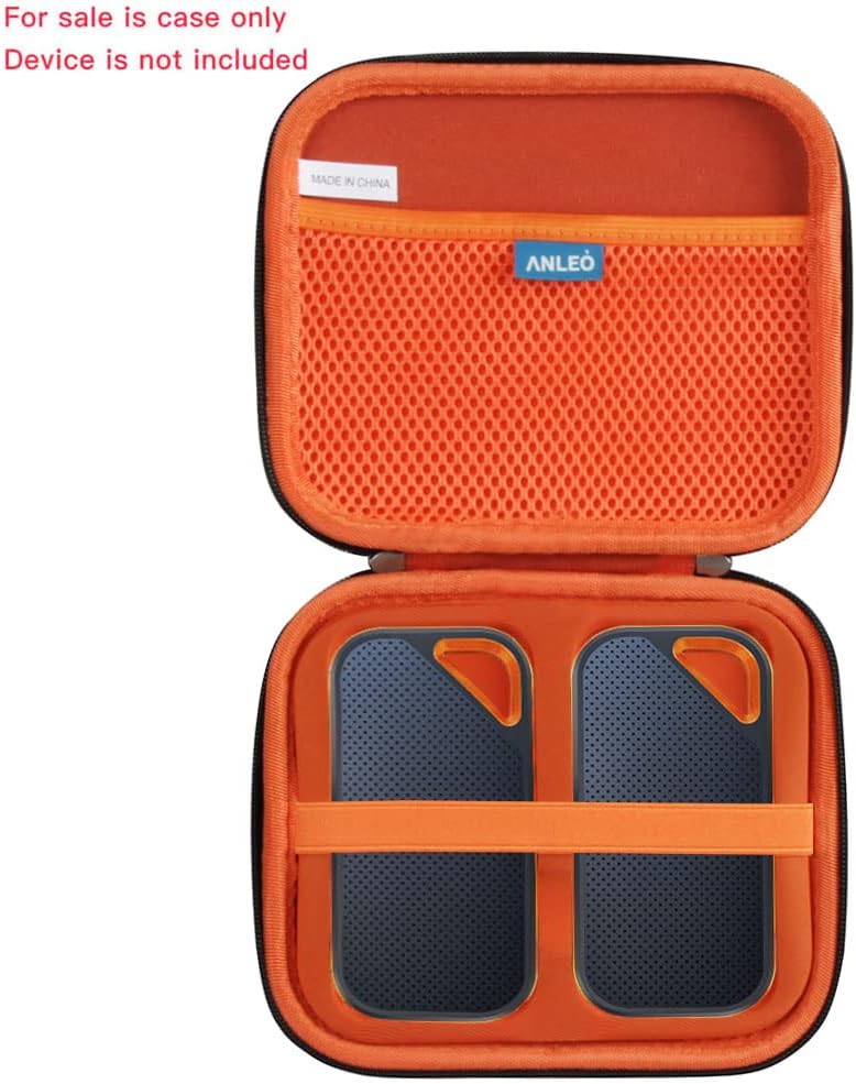 Anleo Hard Travel Case for SanDisk 500GB 1TB 2TB 4TB Extreme PRO Portable SSD (Black+Orange, Case for 2 Hard Drives)