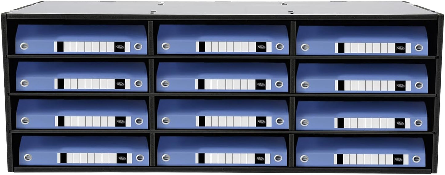 Mail Sorter Organizer, 12 Compartments Mailbox for Classroom, Desktop File Organizer with Adjustable Shelves, for Office Home Classroom, PVC, Black