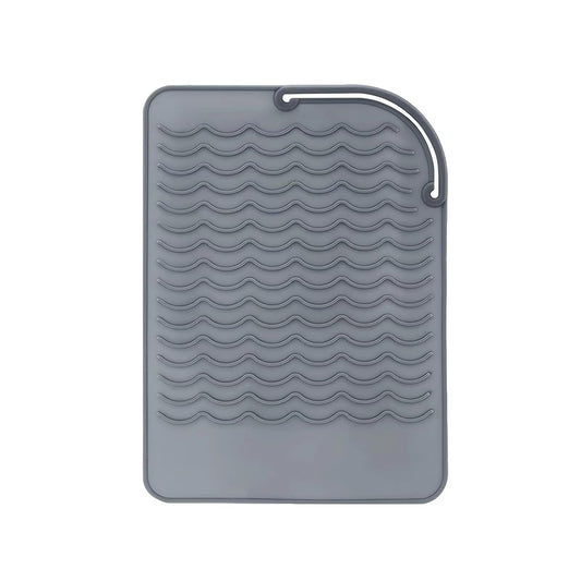 Heat Resistant Mat for Curling Iron, Flat Irons and Hair Straightener Hair Styling Tools 9" x 6.5", Food Grade Silicone, Grey