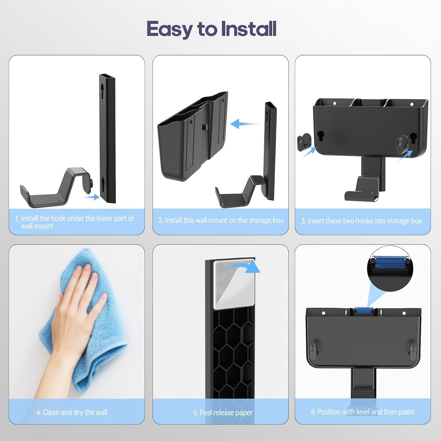 Adhesive Remote Control Holder Wall Mount with Headset Hanger, 3 in 1 Organizer TV/Fan Remote Caddy with Hook for Headphone, No Drill Controller Storage Bracket, Bed Wall Rack for Multiple Remote