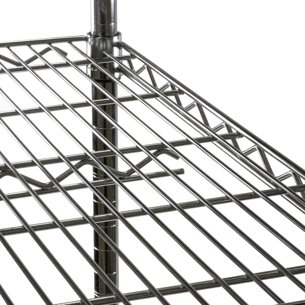 Shelving Inc. 8" d x 8" w x 54" h Black Wire Shelving with 5 Tier Shelves, Weight Capacity 300lbs Per Shelf
