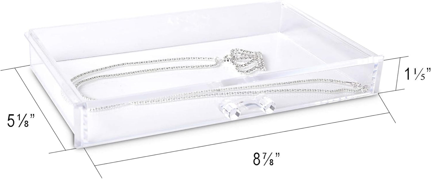 Frebeauty Extra Large Acrylic Jewelry Box for Women 5 Layers Clear Jewelry Organizer Velvet Earring Box with 5 Drawers Rings Display Case Necklaces Holder Tray for Women Girls(Blackish Green)