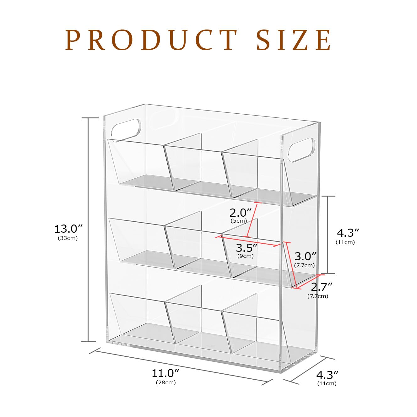 Jumyee Acrylic Tea Bag Organizer for Tea Packets, Clear Tea Bag Display Holder Tea Storage Organizer, Slanted 9 Compartments Sugar Coffee Tea Bag Storage Caddy for Cabinet Countertop, No Assembly