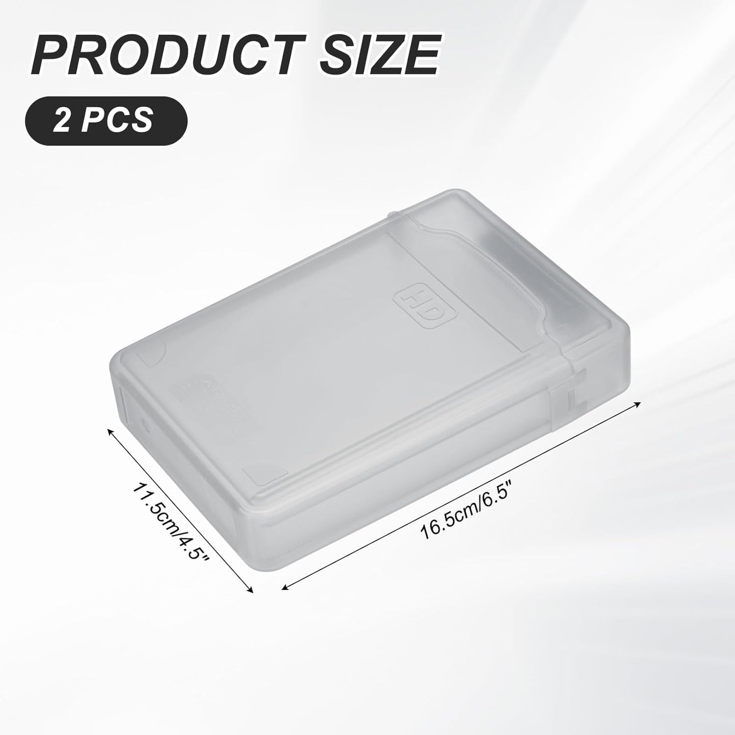 PATIKIL 6.5" x 4.5" Hard Drive Disk Case, 2Pcs Plastic Hard Disk Storage Box Portable Anti-Static Case for 3.5" External SSD HDD, Grey