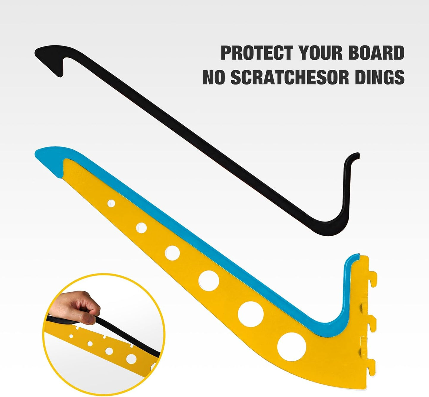 5 Board Surf Rack Wall Mount for Surfboard, Wakeboard, Snowboard Storage Adjustable Wall Hangers Boards Display, Yellow
