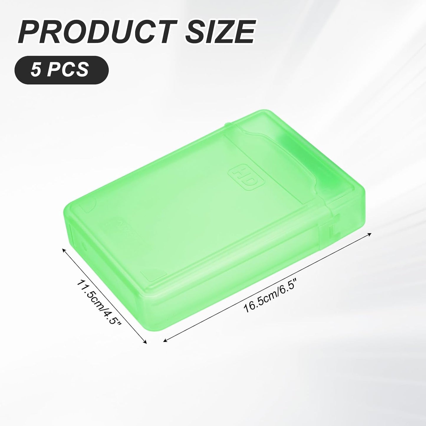 PATIKIL 6.5" x 4.5" Hard Drive Disk Case, 5Pcs Plastic Hard Disk Storage Box Portable Anti-Static Case for 3.5" External SSD HDD, Green