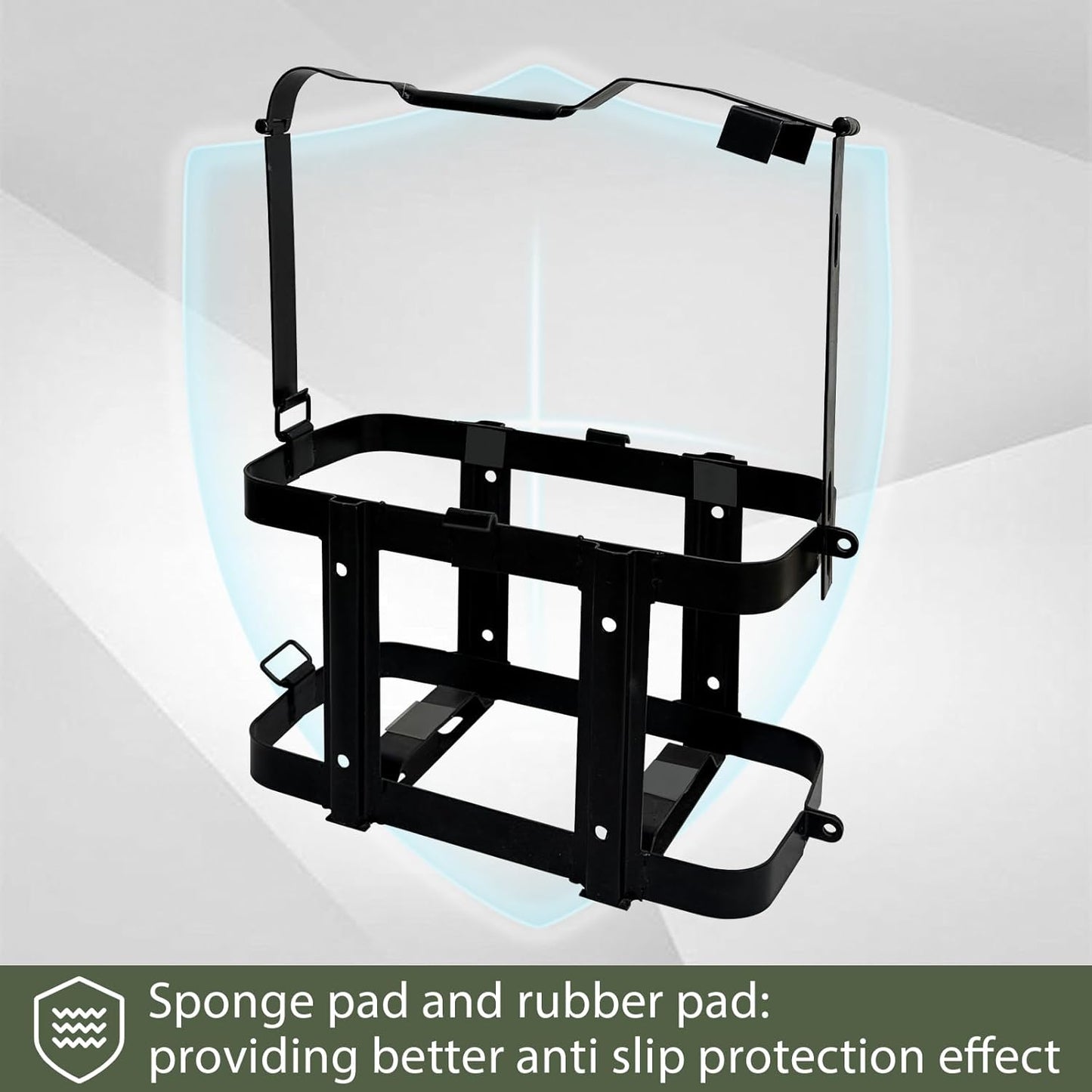 JUST-V Jerry Gas Can Holder 5 Gallon Water Storage Containers Holder Mount Only Holder Rack, Metal Fuel & Gasolina Container, Detachable Carrier Mount Gas Can not Included