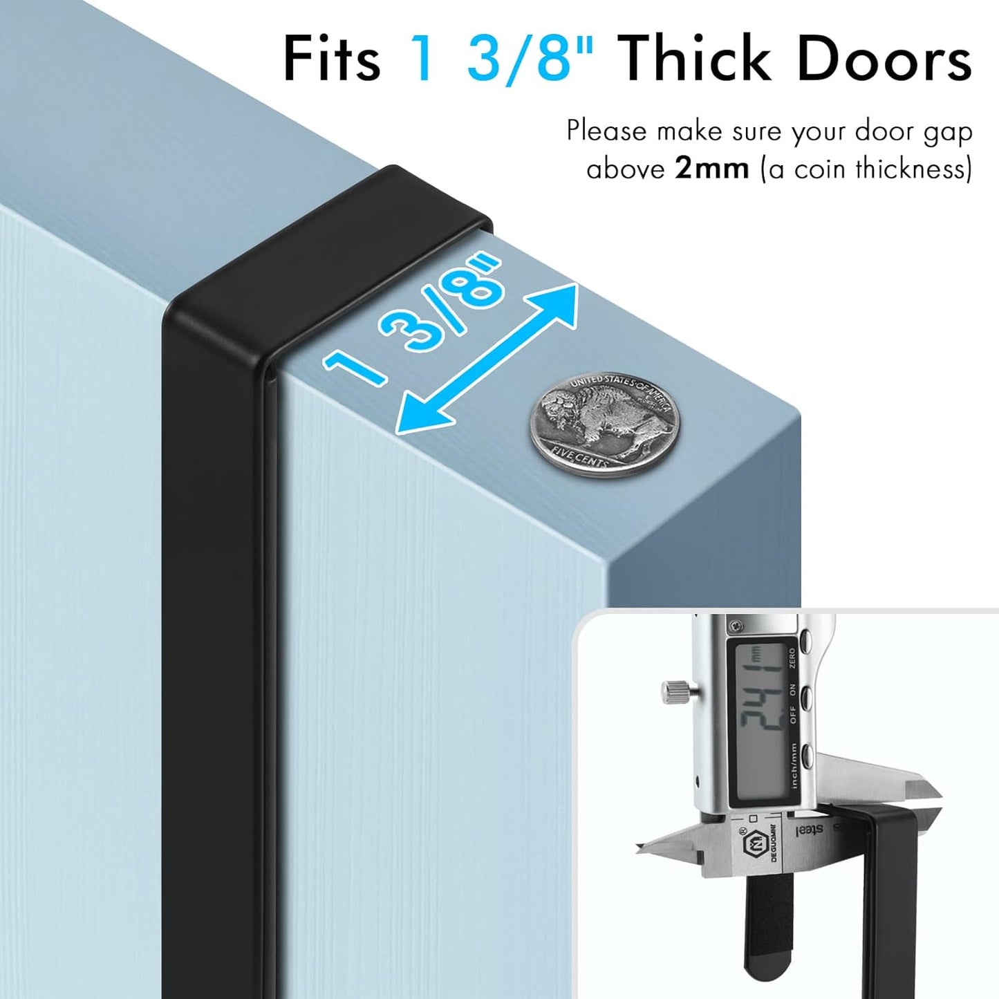 KES Ironing Board Hanger Over The Door Ironing Board Holder T Shape Fit for 1 3/8 Doors Matte Black, HIR500A-BK