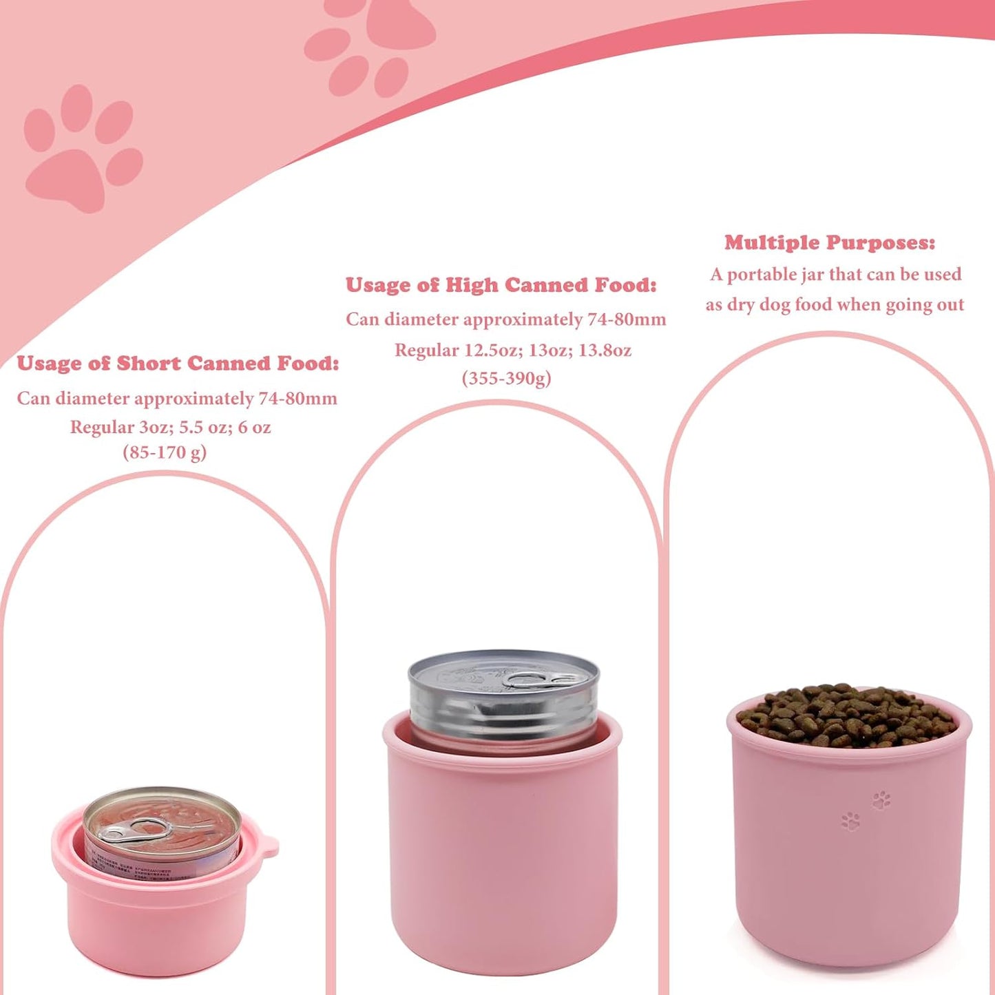 Original Canned Dog Food Storage Container | Silicone Can Cover Pet Food Sealer | BPA Free, Airtight, Dishwasher & Freezer Safe (Pink)