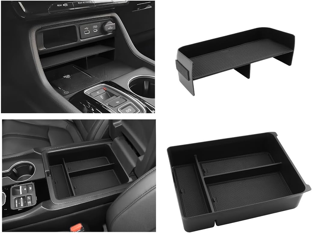 LUWU 2026 Honda Passport Accessories Compatible with 2023 2024 2025 Pilot & 2026 Passport Center Console Organizer, Armrest Storage Box Tray Organizer Insert Tray 2025 Pilot Accessories Black 2PCS