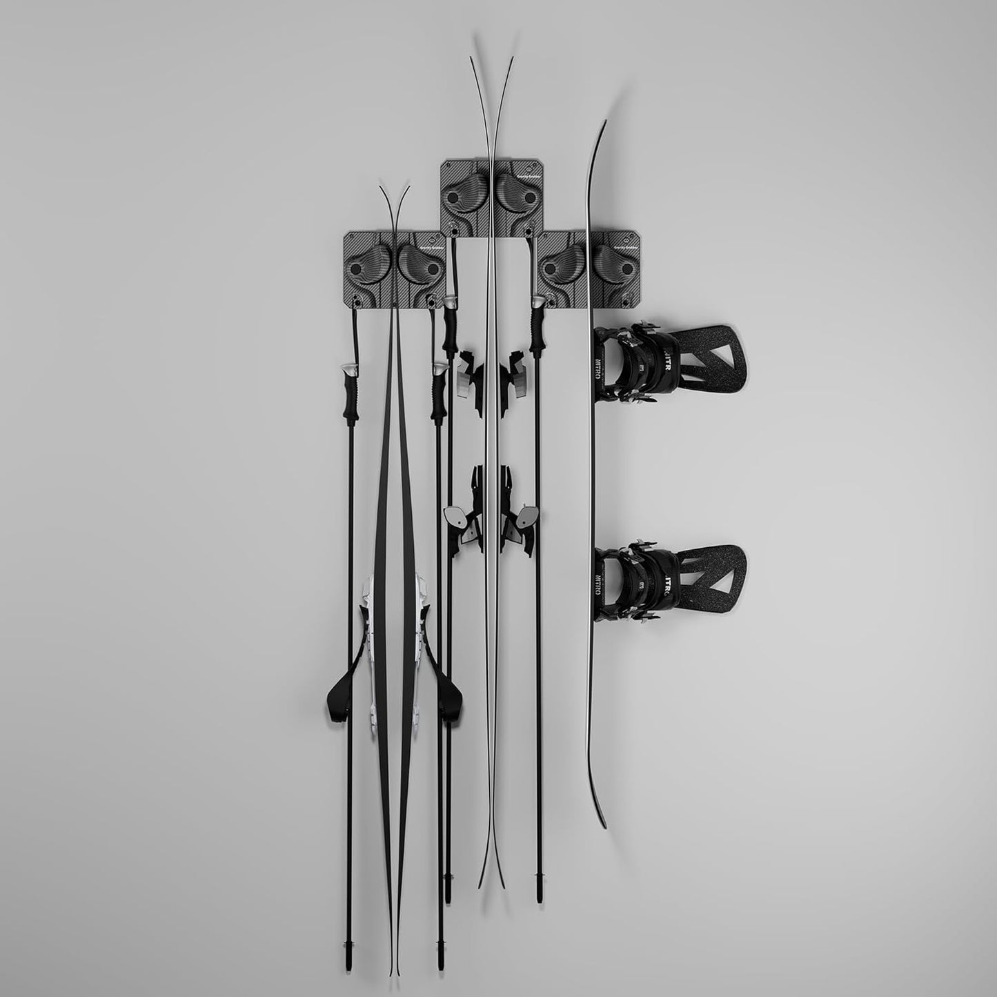 Gravity Grabber - Ultimate Ski & Snowboard Wall Rack | Secure, Non-Slip Storage | Fits Any Ski/Board | Garage Organization | Ski Storage Rack | Snowboard Storage Rack | Winter Gear Organizer | 3 Pck