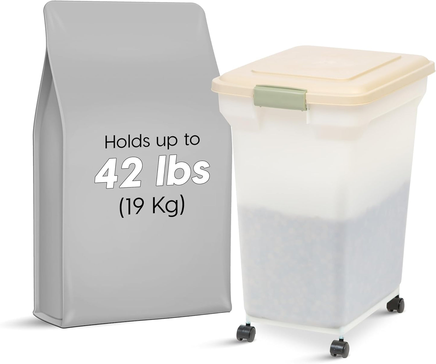 IRIS USA 67 quart Airtight Pet Food Container, Almond (300689)