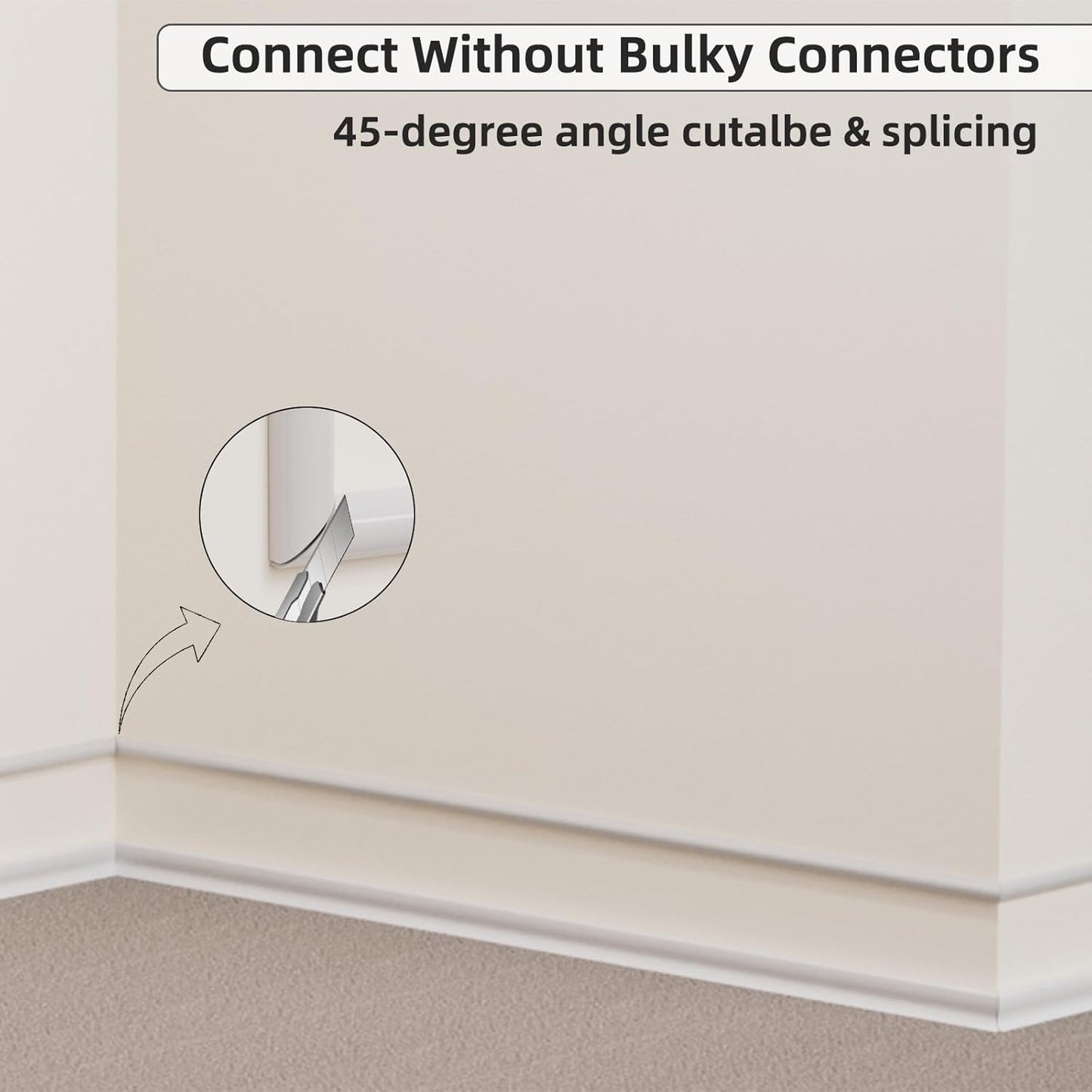 39" Side Buckle Cable Hider for 1 Cords,Extension Cord Covers for Wires On Wall,Adhesive Cord Hider for Wall Mount Tv,Wire Channel for Cable Concealer,Cable Raceway Home & Office,White
