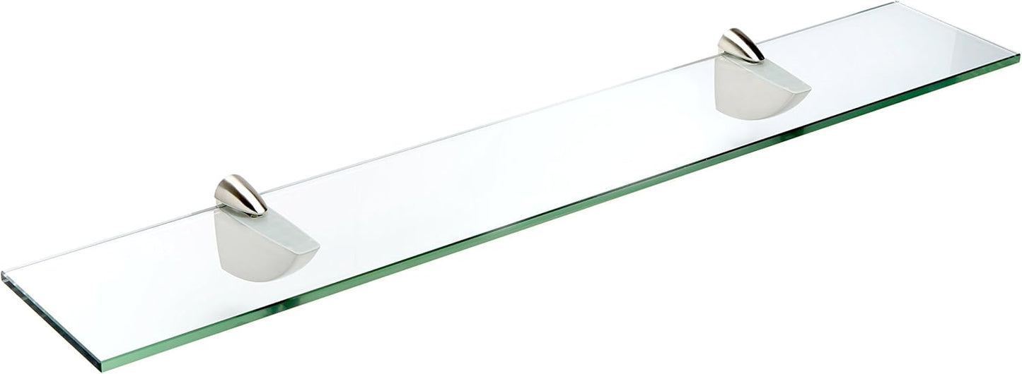 Spancraft Glass O-12x42-Brushed Steel Oriole Glass Shelf, Brushed Steel, 12" x 42"