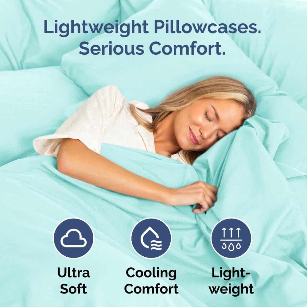 King Pillow Cases - 2 Pack - Super Soft Pillowcase Covers - Envelope Enclosure - Hotel Quality Pillow Protectors - Wrinkle Free, Shrink and Stain Resistant - Machine Washable - 20" x 40" (Spa Blue)