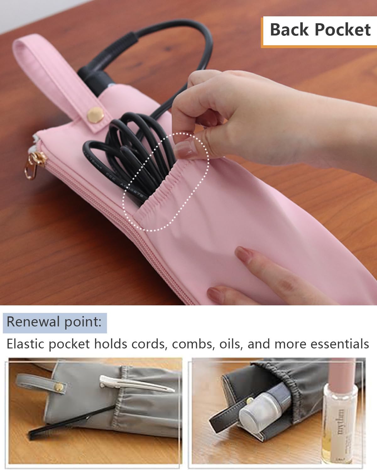 Lifeplus Holder & Mat for Hot Tools, Curling Iron Flat Iron Heat Resistant Hair Tools Travel Bag - Ideal for Home, Travel, Gift (Rose Pink)