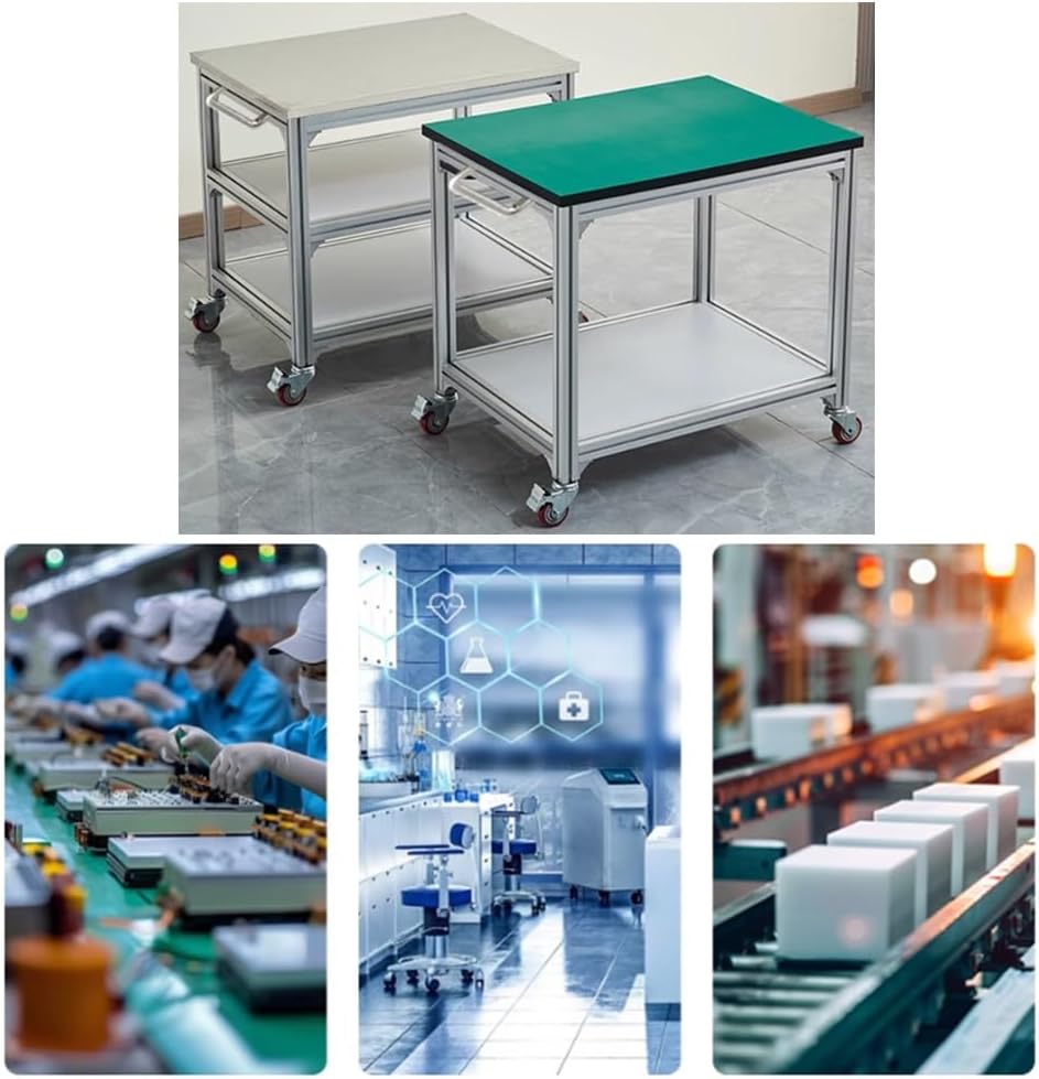 Durable Portable Antistatic Workbench Cart with Wheels & Handles - Mobile Workshop Stand for Material Handling - Gray Workstation (280x60x75 cm)