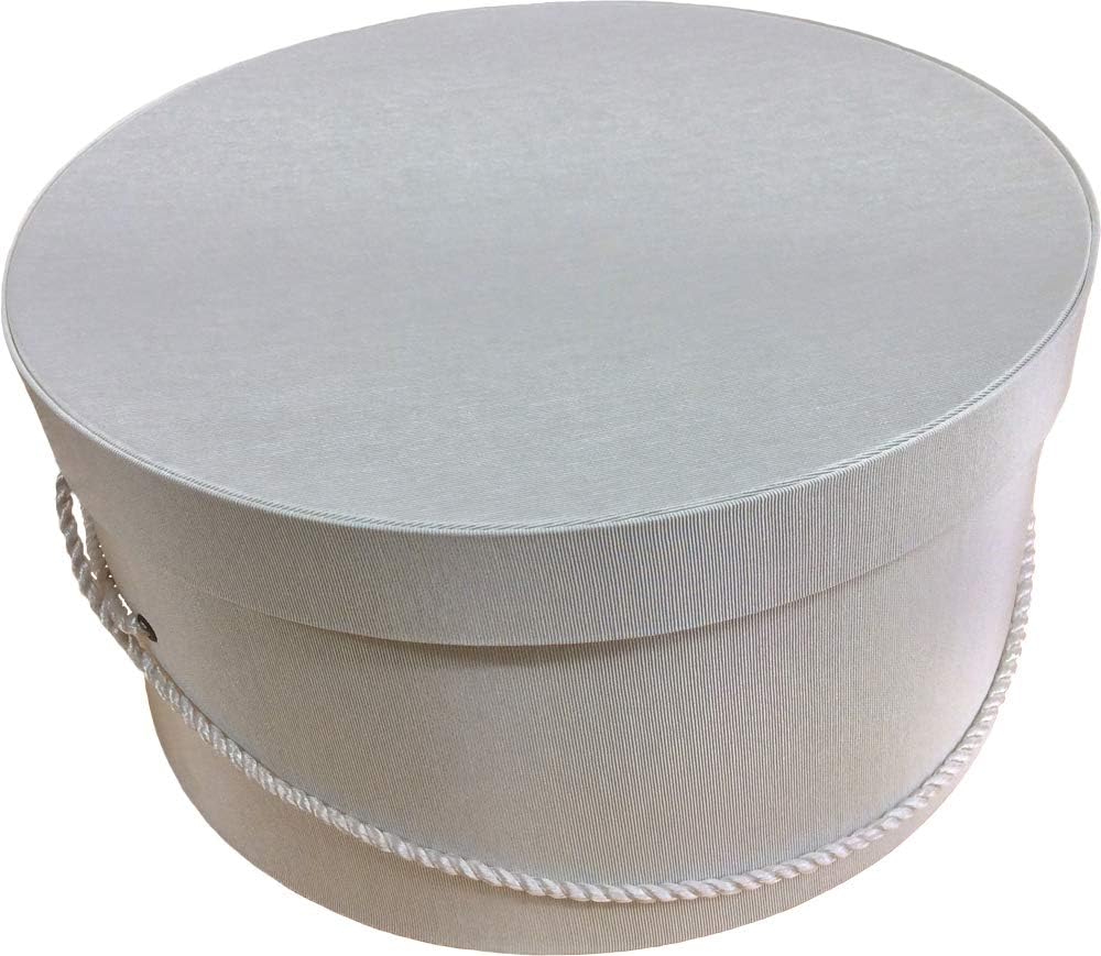 Sarah's Hat Boxes Classic Ivory Hat Box – 14.75" x 7.5" (Dia. x Ht.) Handmade in USA – Odorless Non-Toxic Adhesive, Cording Handle – Premium Storage for Hats & Accessories