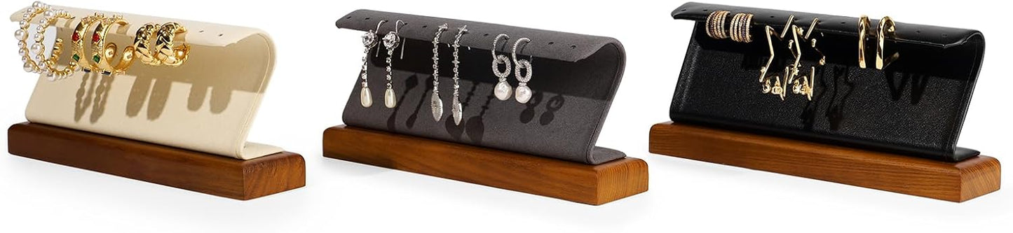 Solid Wood Jewelry Earrings Display Stand Small Jewelry Display for Long Earrings(Grey)