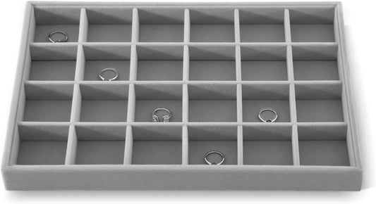 Stackable Jewelry Organizer Trays, Velvet Drawer Jewelry Organizer,Premium Earring Organizers And Storage,Luxury Gemstone Storage,Grey Jewelry Tray