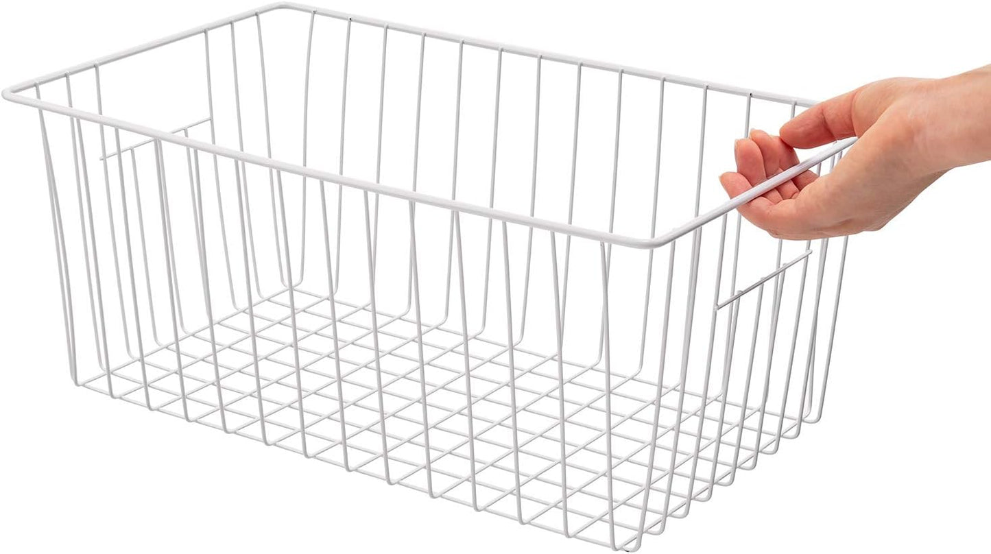 Npro 4 Pack Upright Freezer Organizer Bins - Standup Freezer Organizers Improve Air Circulation, Wire Storage Baskets, White