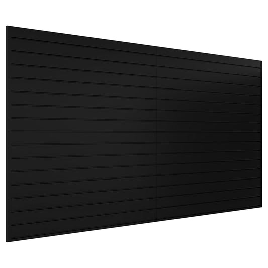 Slatwall Panel 8 FT x 4 FT, Interlocking Slat Wall Paneling, Wall Mounted PVC Wallpanel, Suitable for Garage Storage and Organizer, Slatwall Board, Shelves - Black
