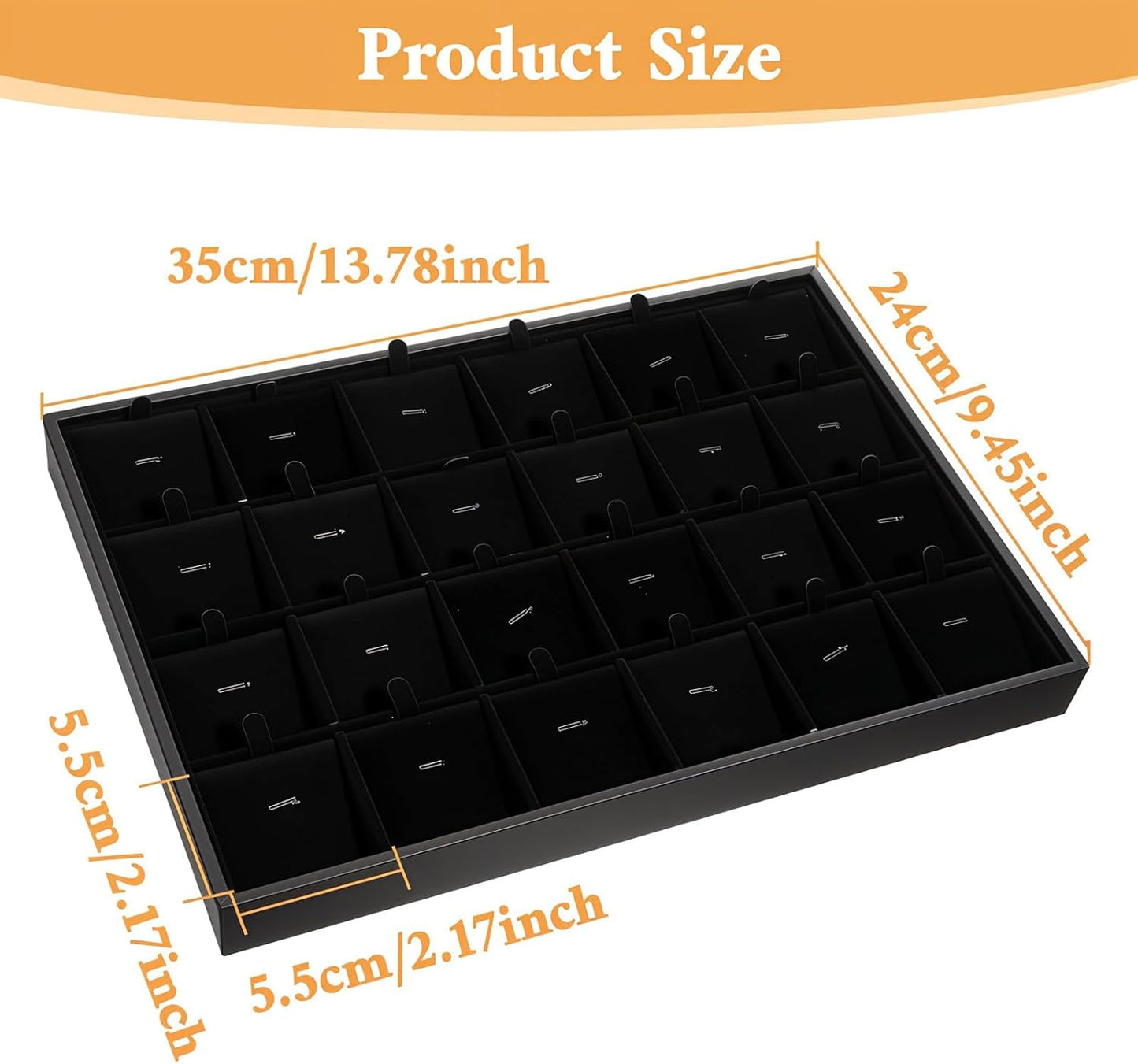 Velvet Jewelry Tray for Drawers Black Jewelrys Display Tray Stackable Jewelry Organizer Trays for Necklace Bracelet Ring Watch