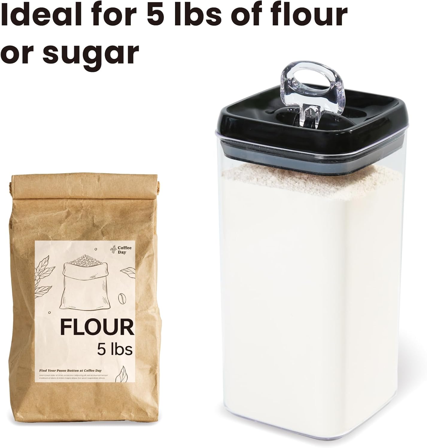 Felli Flip Tite Storage Container with Lid 6" XL Air Tight Ring Lock Top, Clear Acrylic Canister Set for Kitchen, Pet Cat Dog Food Treats (Nest-L, Black) NLQUA4-050(870191)