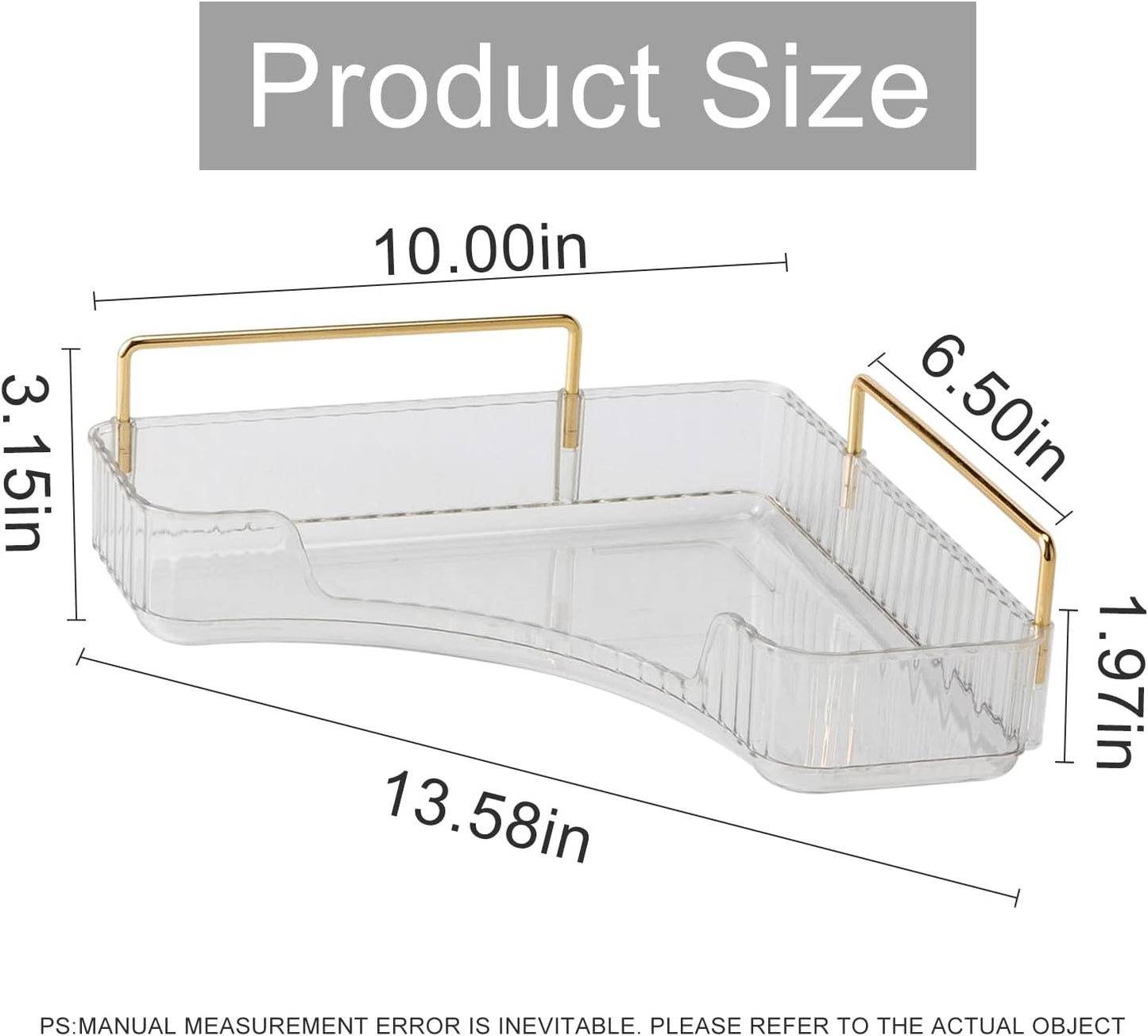 Corner Bathroom Countertop Organizer, Vanity Organizer Trays for Counter, Makeup Organizers, Perfume Tray, Skincare Shelf Storage Gifts for Women Girl Student (Clear, 1 Tier)