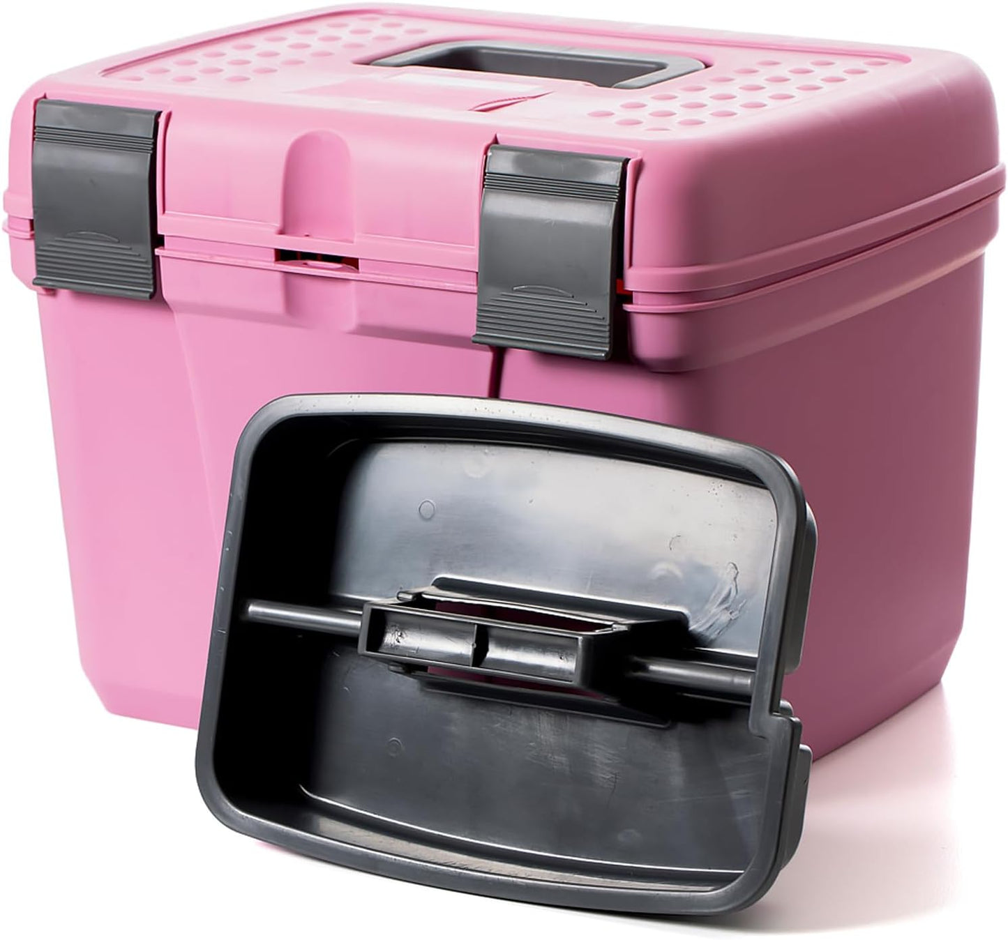 HORZE Smart Grooming Box for Horses, Dogs, Cats with Removable Tray | Non-Slip, Crack Resistant | 16" x 12" x 12" - Wild Rose Pink - One Size
