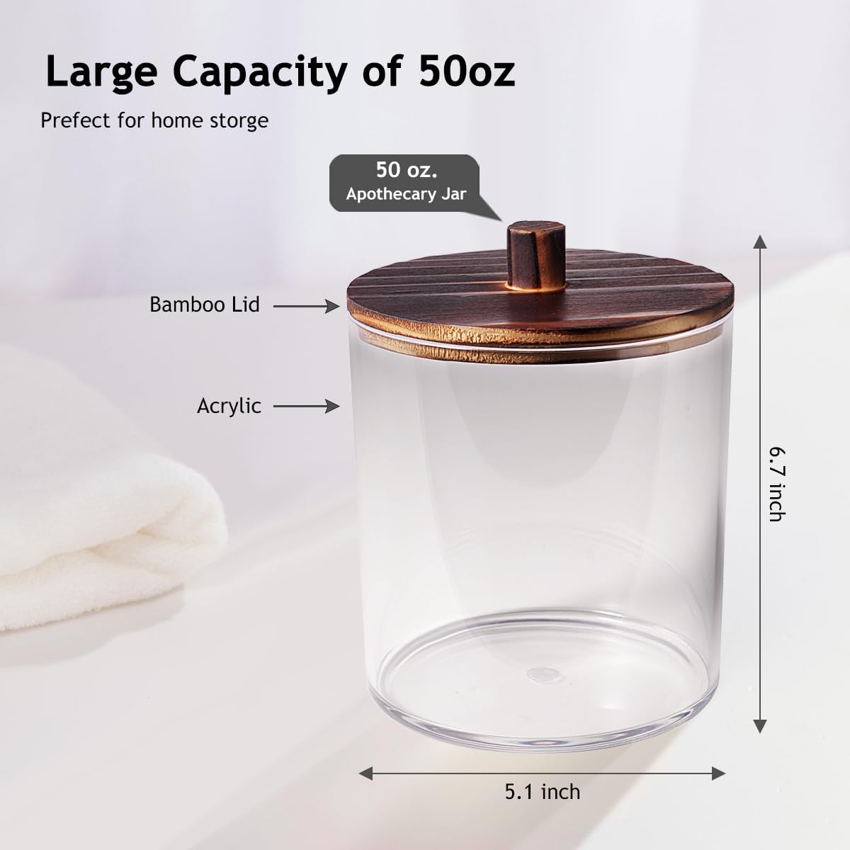 SheeChung 3 Pack 50 Oz Large Apothecary Jar with Wood Lid, Laundry Pods Container, Storage Jars for Bathroom Organization, Plastic Canisters with Cute Stickers Spoons(Dark Brown)