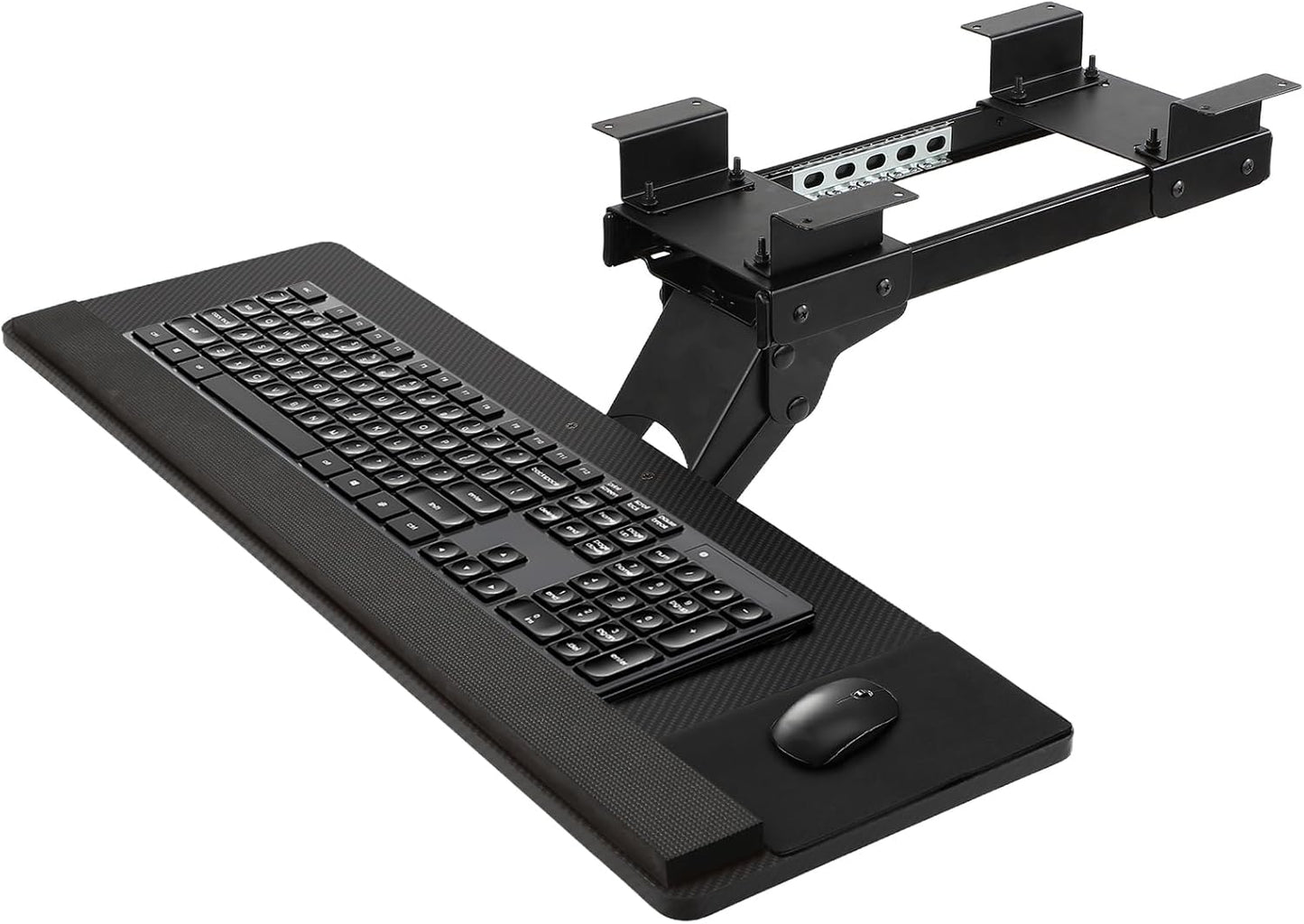 FAHKNS Keyboard Tray Under Desk，Multi-Function Keyboard Tray Adjustable with Mouse Pad & Wrist Rest，Ergonomic Large Size Keypad Tray Holder， Suitable for Office/Game/Home