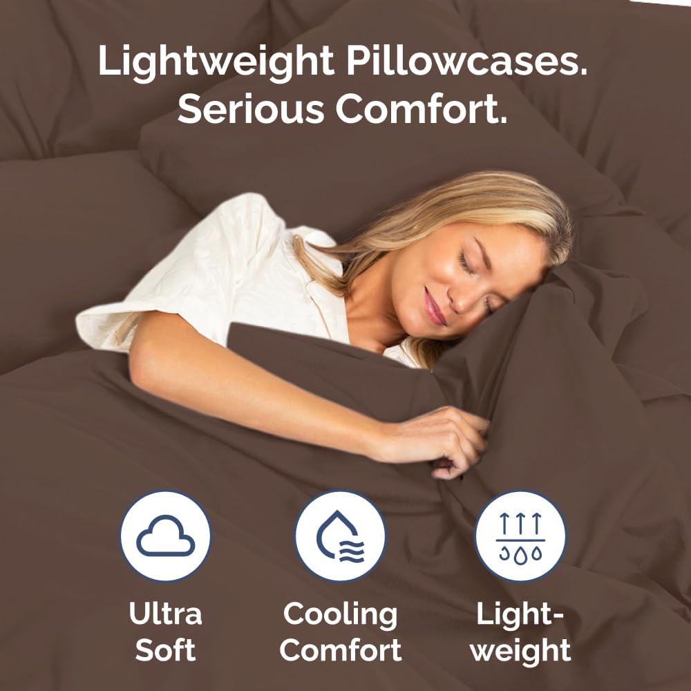 King Pillow Cases - 4 Pack - Super Soft Pillowcase Covers - Envelope Enclosure - Hotel Quality Pillow Protectors - Wrinkle Free, Fade, Shrink & Stain Resistant - Machine Washable - 20" x 40" (Brown)