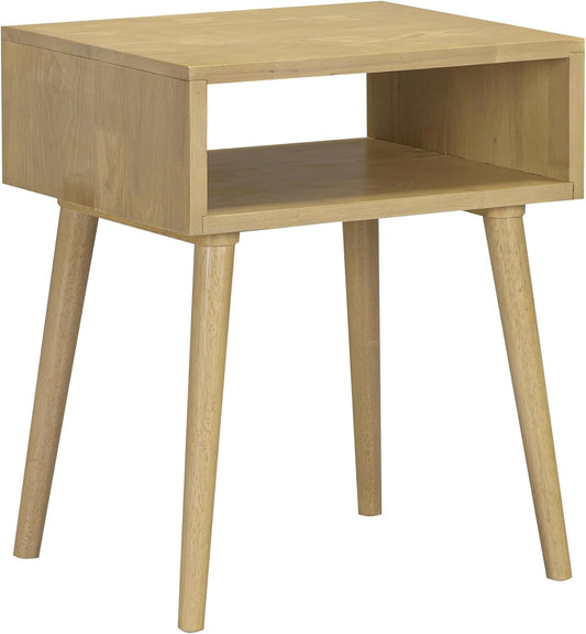 NTC Zoe Solid Wood Nightstand, Mid Century Modern Side Table Bedroom, Bedside Furniture, Night Stand, End Table, Easy Assembly - Sand