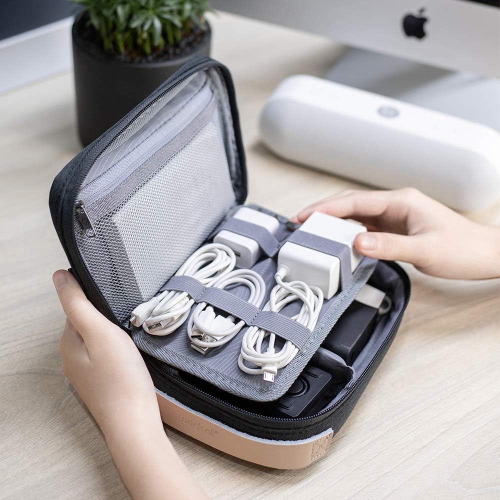 pack all Electronic Organizer, Cable Organizer Bag, Cord Travel Organizer for Cables, Chargers, Phones, USB cords, SD Cards (Black)