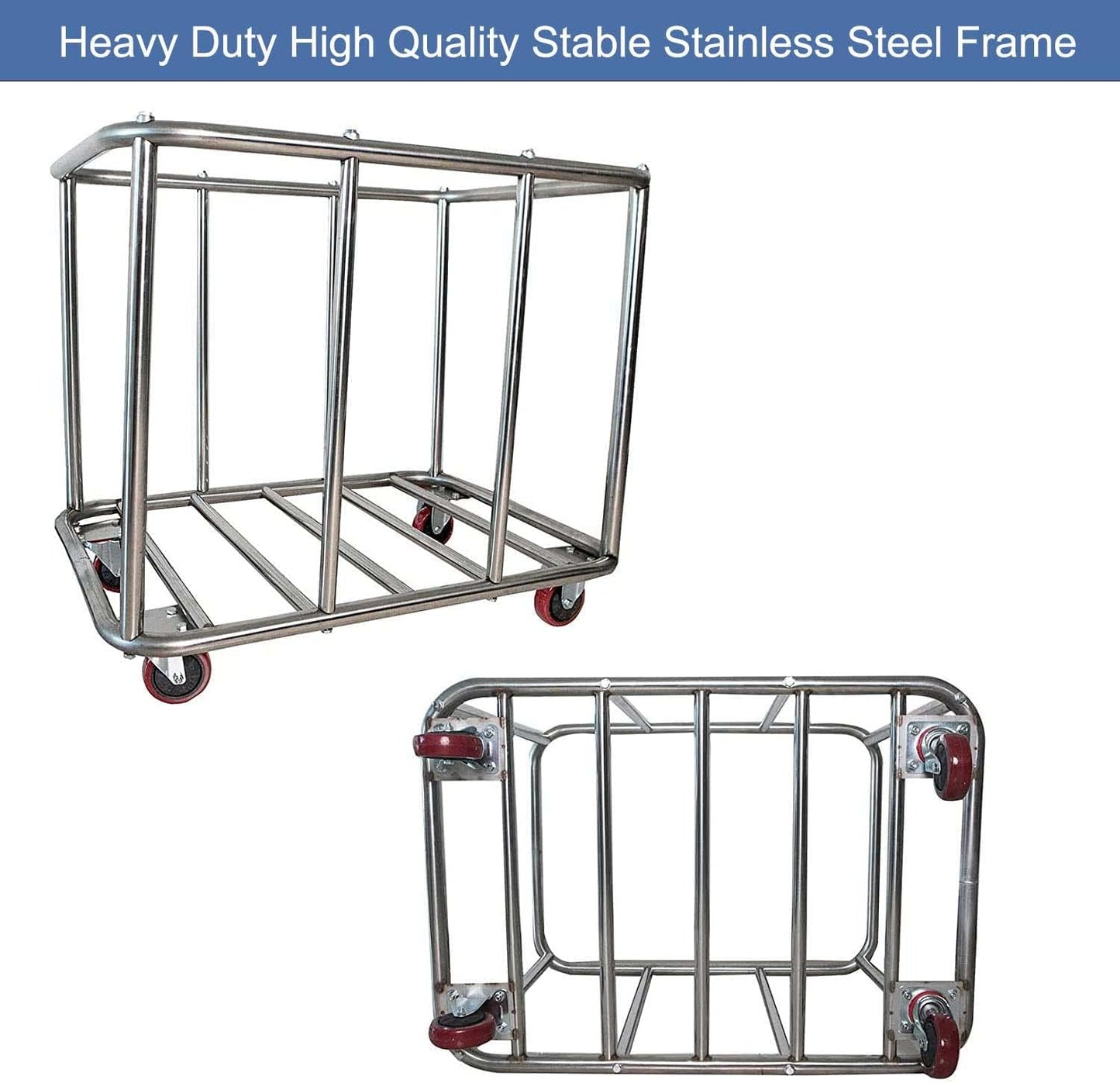 Commercial Laundry Cart With Wheels - 11.5 Bushel Heavy Duty Stainless Steel Hamper With Waterproof Lining - 260 Lbs Load Capacity