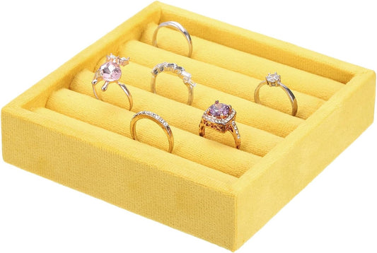 uxcell Stackable Jewelry Storage Tray, Jewelry Tray Drawer Organizer, Small Display Box for Earrings, Necklaces, Rings and Bracelets, Yellow
