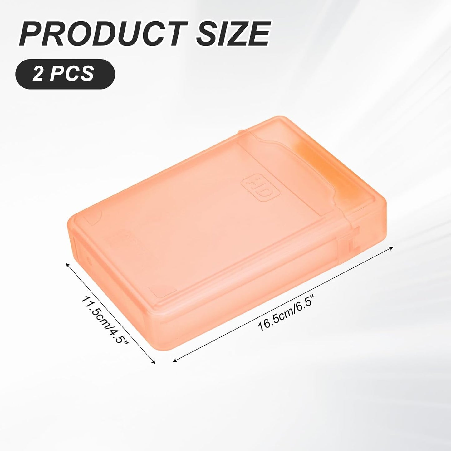 PATIKIL 6.5" x 4.5" Hard Drive Disk Case, 2Pcs Plastic Hard Disk Storage Box Portable Anti-Static Case for 3.5" External SSD HDD, Orange