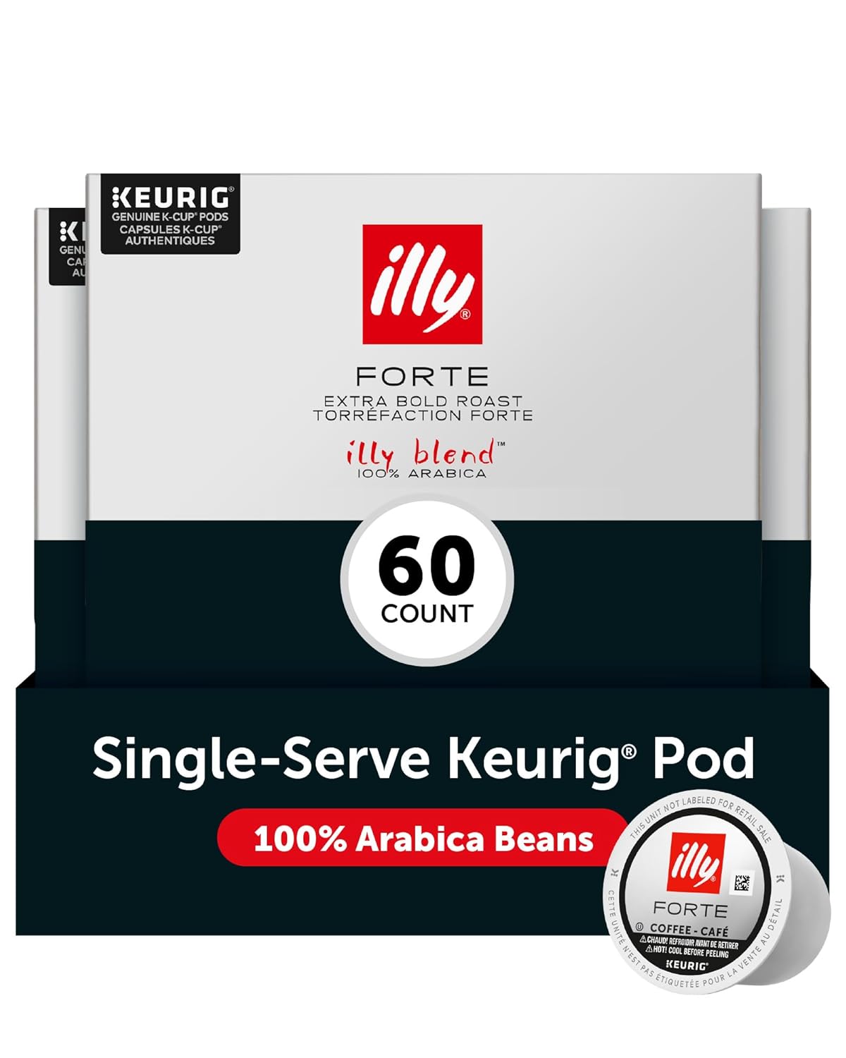 Illy Coffee K Cups - Pods For Keurig Machines – Forte Dark Roast – Toasted Bread & Dark Chocolate - Rich, Flavorful & Strong Flavor - No Preservatives – 10 Count, 6 Pack