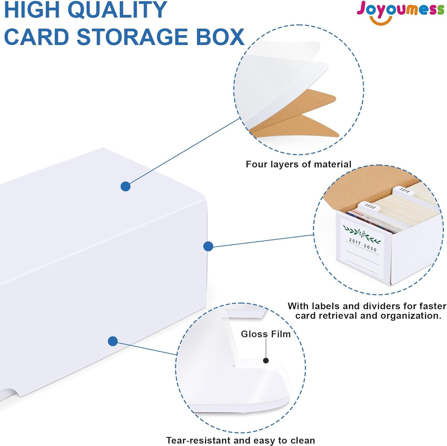 Trading Card Storage Box with Dividers, Cardboard card Organizer Box for Baseball, Sports, Game, Playing Card Collection, pack of 3, White&Brown