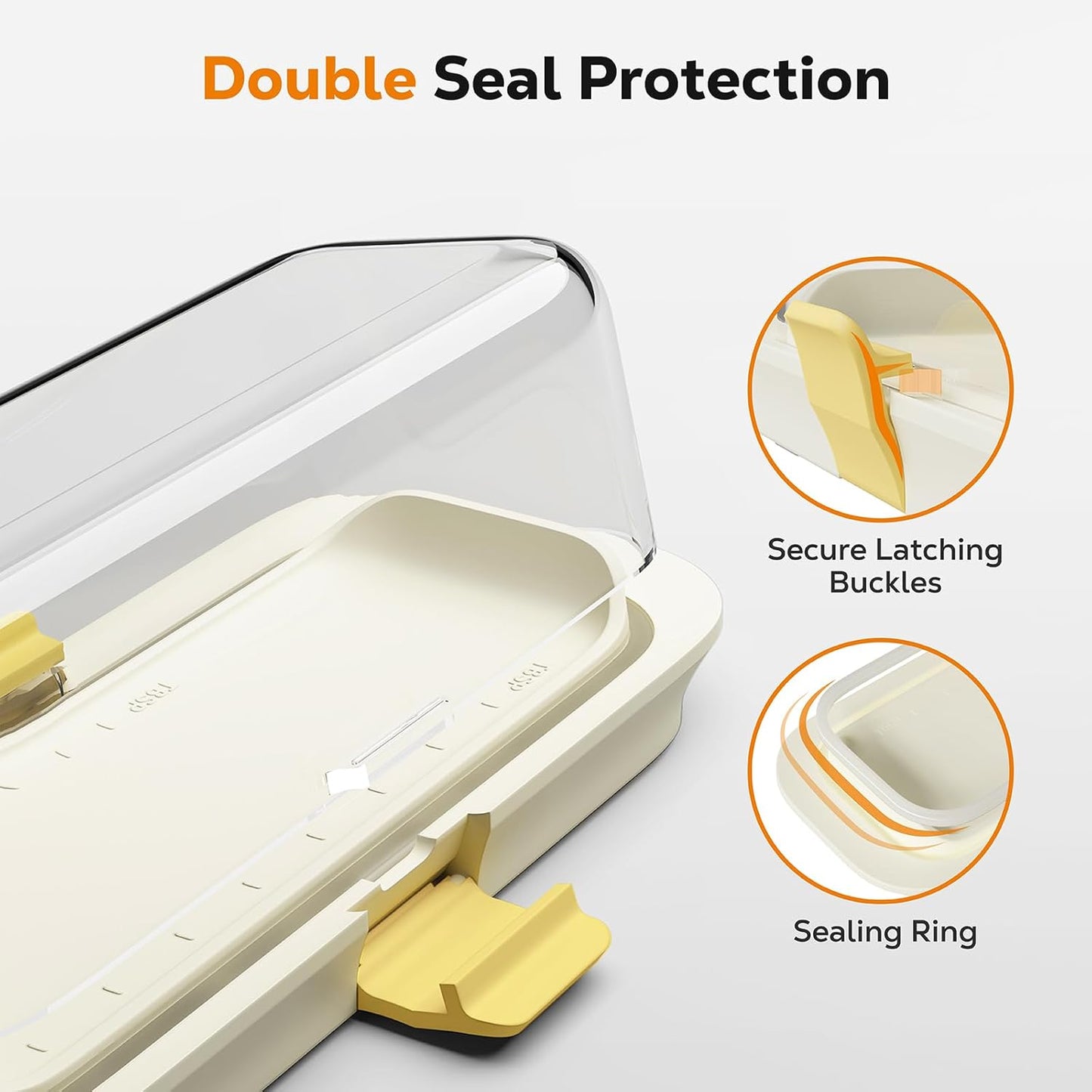 Butter Dish with Lid for Countertop and Refrigerator Door Shelf, Airtight Butter Keeper Container, Locking Butter Holder for East/West Coast Butter, BPA-free, Microwave/Dishwasher Safe