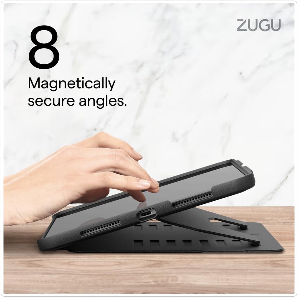 ZUGU CASE for iPad Air 11 (M3 2025 / M2 2024) iPad Air 4 & 5 10.9 Inch (2020/2022) - Protective, Ultra Thin, Magnetic Stand, Sleep/Wake Cover with Apple Pencil Charging & Storage - Black