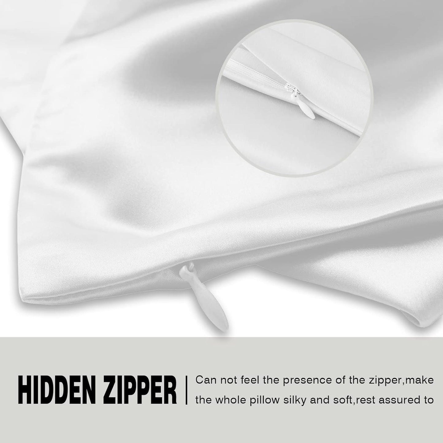 SUATIEN Mulberry Silk Pillow Cases Standard Size Silk Pillowcase for Hair and Skin with Zipper Soft Breathable Smooth Cooling Silk Pillow Case for Sleeping,Gifts for Women (White,20"X 26",1Pcs)