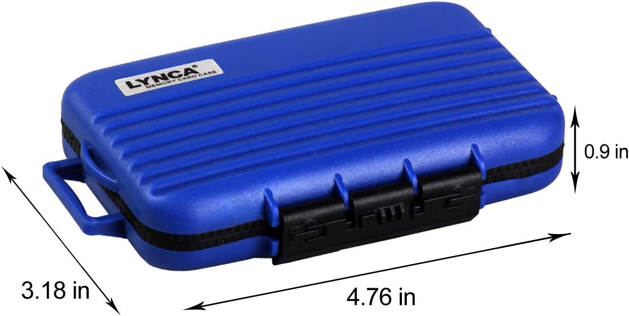 LYNCA 24 Slots Camera Memory Card Case Holder Water-Resistant Anti-Shock SD Card Case Holder Wallet for 8 SD Cards 4 CF Cards 12 Micro SD/TF Cards Storage Box, Compact Memory Cards Wallet (Blue)