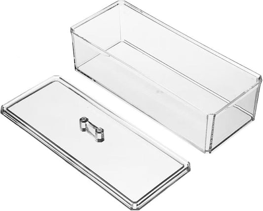 Hair Accessories Organizer for Girls, Clear Acrylic Hair Tie Organizer for Headband, bows, Hair Clip, Cotton Swab Organization, Hair Clip Holder, no Compartments Storage with Lid