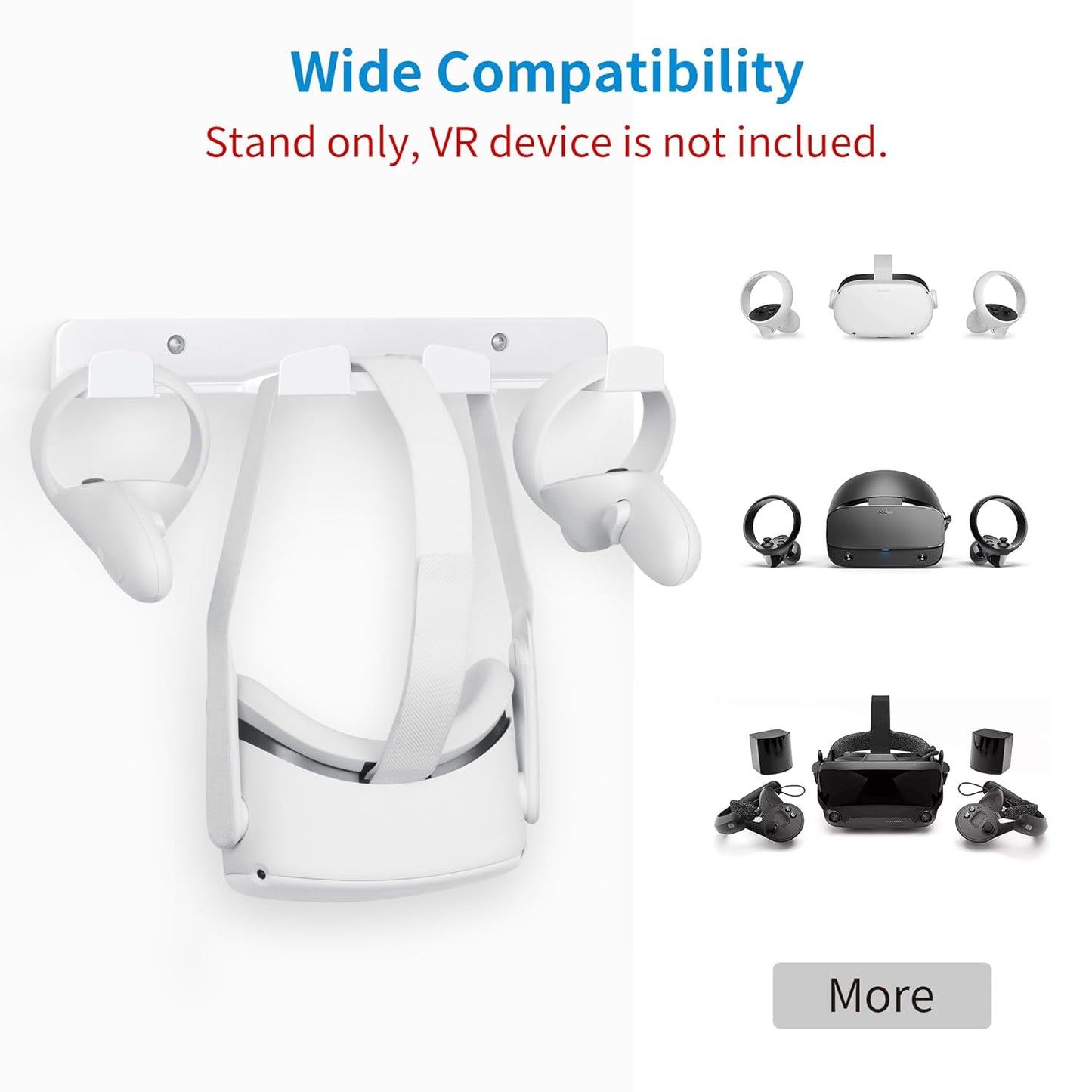 SOKUSIN VR Wall Mount - Storage Stand Holder Hook for Meta/Oculus Quest 3/2/Quest/Rift/ Rift S/PSVR 2/Valve Index/ HTC Vive/HP Reverb G2/Playstation VR Headsets, Gaming Controller Hanger Space Saving