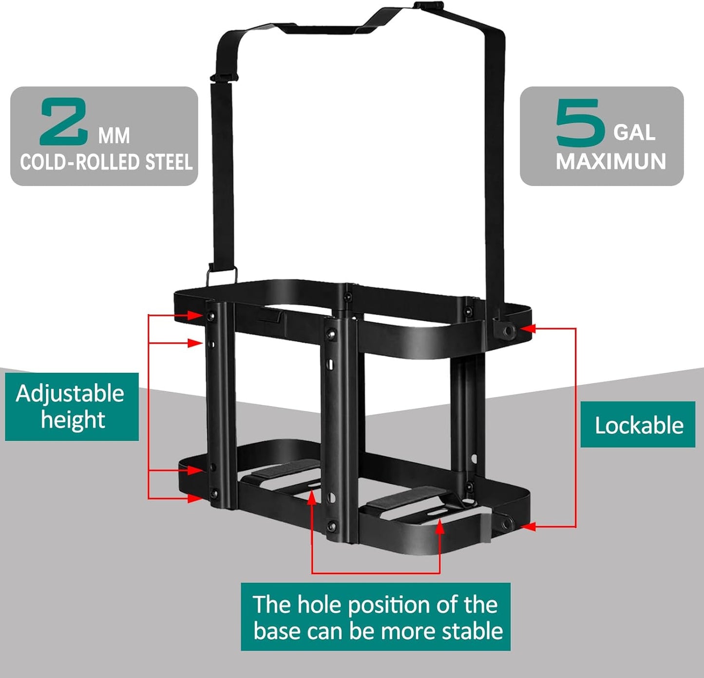 Lockable Jerry Gas Can Holder & Mount Bracket Set (5 Gallon/20L) - Reinforced Steel Construction, Universal Fit for Scepter & NATO Cans, Adventure-Ready Secure Fuel Tank Rack
